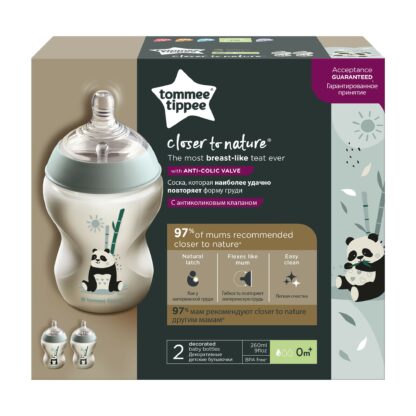 biberon tommee tippee closer to nature 260 ml pp ursuleti panda 0 luni 2 buc 1