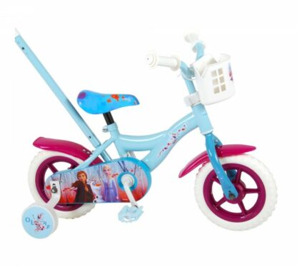 bicicleta pentru fete volare frozen 2 91050 10 inch cu roti ajutatoare si maner control parinte