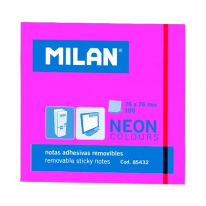 bloc notes adeziv 76x76 roz neon milan 16523 4629