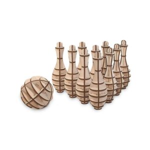 Set constructie mini cu mecanism Puzzle 3D MINI BOWLING din lemn 131 piese @ EWA