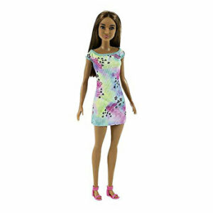 Papusa Barbie satena cu tinuta inflorata