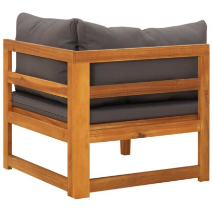 canapea de col cu perne gri inchis lemn masiv acacia 3