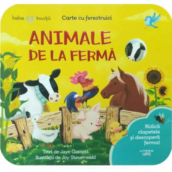 Animale de la ferma, carte cu ferestruici, Bebe invata