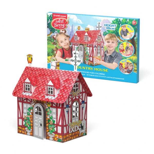 Casuta de colorat, din carton, Casa de la tara