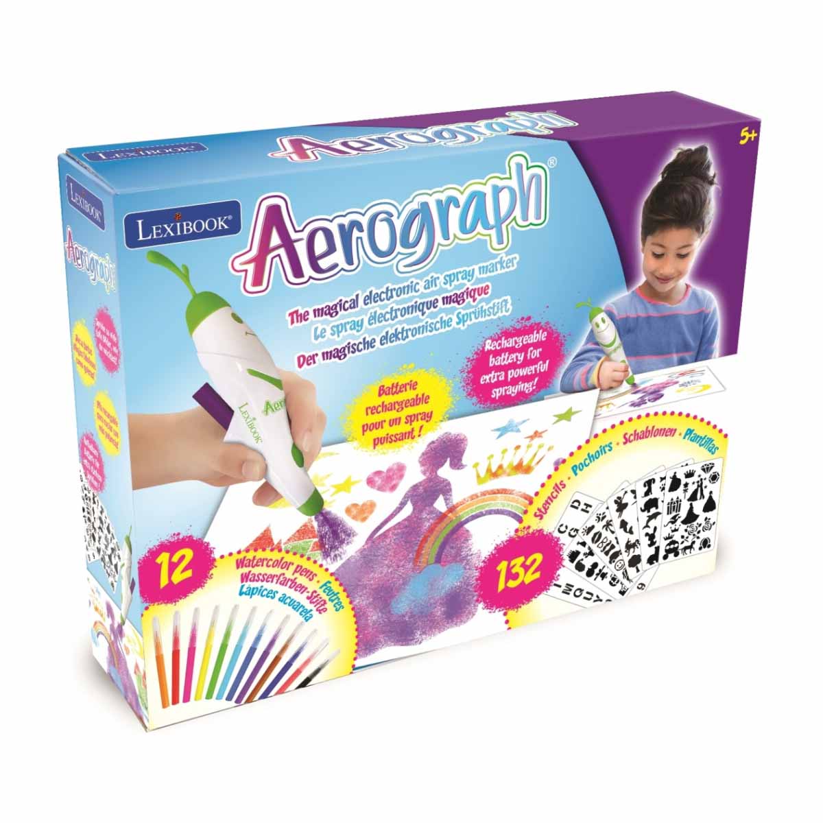 Jucarie interactiva Lexibook, Marker eletronic Aerografh, 12 culori