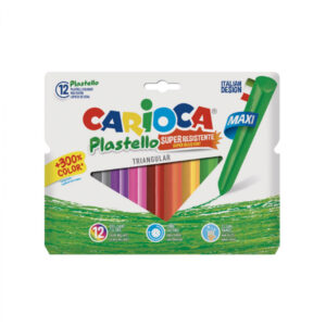 Creioane cerate plastifiate Carioca Plastello Maxi, set 12 buc