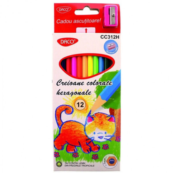 creion color 12 culori daco hexagonal cc312h 16613 6552