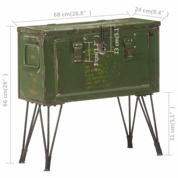Cufar de depozitare, stil militar, 68 x 24 x 66 cm, fier - imagine 6