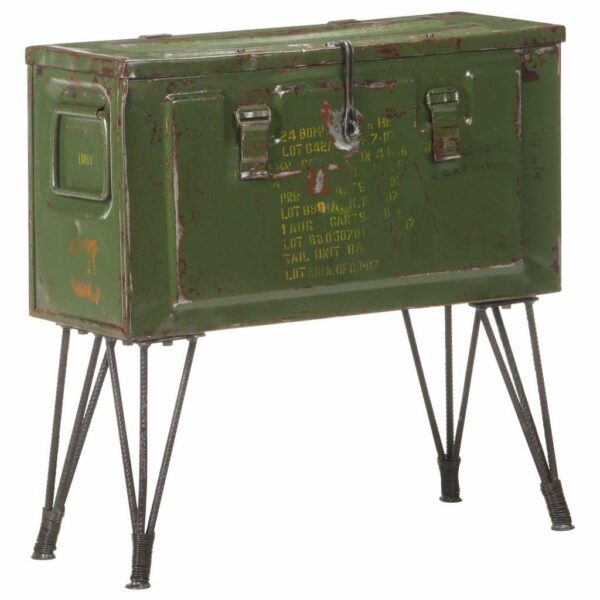 Cufar de depozitare, stil militar, 68 x 24 x 66 cm, fier