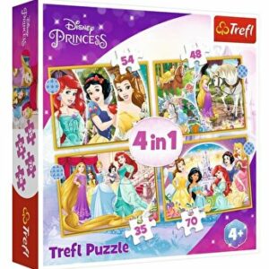 Puzzle 4 in 1 Disney Princess - Ziua fericita, 207 piese