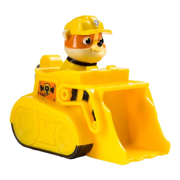 figurina si vehicul paw patrol racers buldozerul lui rubble 3