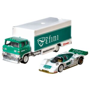 Transportator cu masinuta Hot Wheels, Mazda 787B, Sakura Sprinter, 1:64