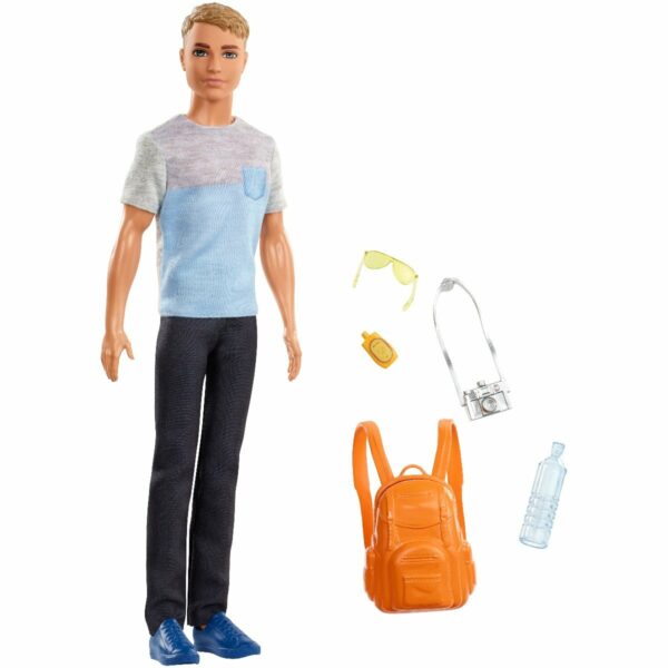 Papusa Barbie Travel, Ken cu accesorii de calatorie