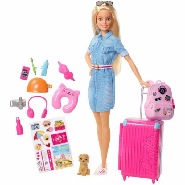 fwv25 001w papusa barbie travel cu accesorii de calatorie 1