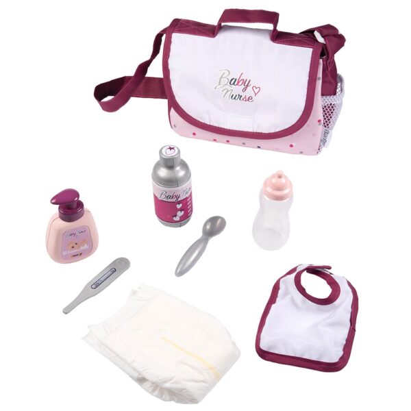 gentuta de infasat pentru papusa smoby baby nurse changing bag cu accesorii 1