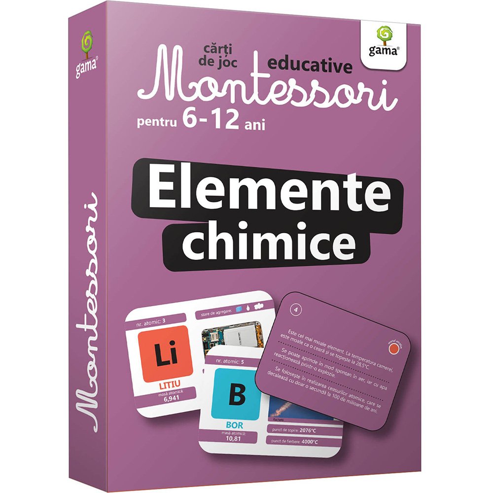 Carti de joc educative Montessori, Elemente chimice 6-12 ani