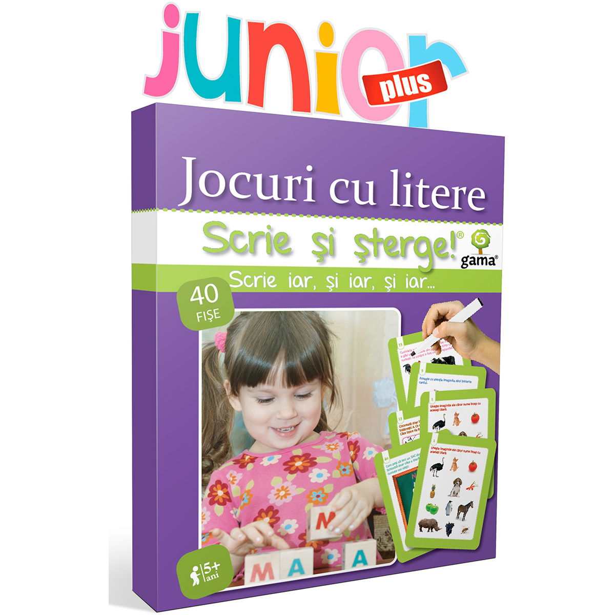 Editura Gama, Scrie si sterge Junior Plus, Jocuri cu litere 1 Editura Gama, Scrie si sterge Junior Plus, Jocuri cu litere