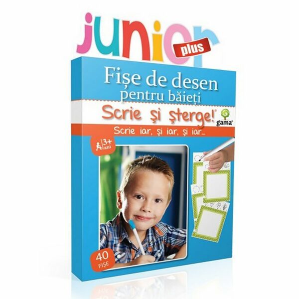 Editura Gama, Scrie si sterge Junior Plus, Desen, Fise pentru baieti