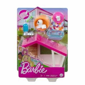 Set de joaca Barbie, Mobilier exterior si catelus, GRG78