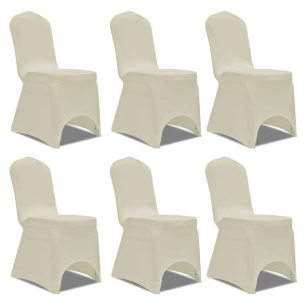Huse elastice pentru scaun, 12 buc., crem - imagine 2