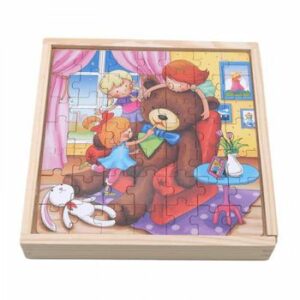Puzzle 3 in 1 din lemn in cutie cu tematica ? Joaca fetitei, WD 9002B