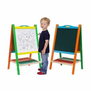 Tabla de scris din lemn, magnetica, cu doua fete, litere, cifre si suport 76 x 46 cm WD 3018