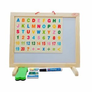 Tabla magnetica cu rama de lemn, 2 fete, accesorii si suport WD 8002