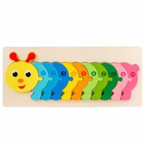 Jucarie educativa, puzzle 3D din lemn incastru, Omida cu cifre, 11 piese, WD 2051-F