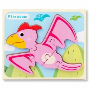 Puzzle din lemn 3D dinozaur Pterosaur cu 6 piese, 18x 15 cm, WD 9513-L