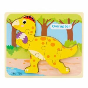 Puzzle din lemn 3D dinozaur Oviraptor cu 7 piese, 18x 15 cm, WD 9513-G