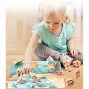 Joc Montessori de snuruit, Animalute salbatice, 12 piese, WD 9540