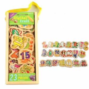 Set 23 de piese din lemn ilustrate cu numere, fructe si legume, WD 9004-D