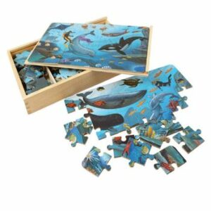 Puzzle 4 in 1 din lemn in cutie cu tematica ? Animale marine, WD 9003D