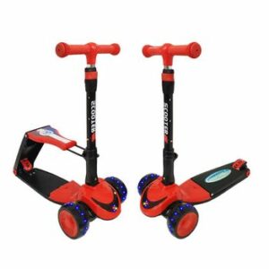 Trotineta Convertibila 2 In 1 Scooter & Ride-On, cu lumini si muzica, Rosu, PC 77-A