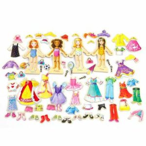 Set puzzle magnetic, Imbraca fetitele, 67 piese, WD 9528