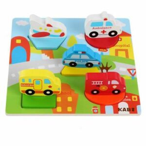 Puzzle din lemn 3D incastru cu vehicule de transport, WD 9534