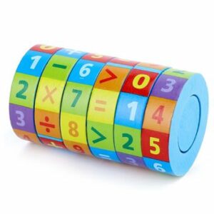 Joc educativ cilindru aritmetic din lemn ? operatiuni matematice, WD 9505
