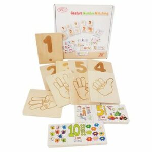 Puzzle trei piese din lemn cu asocieri numere, multimi, in engleza si spaniola, 40 piese, WD 9562
