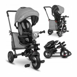 Lionelo - Tricicleta Tris Stone Grey, Control al directiei, Scaun reversibil, Rotire 360 grade, Pliabila, Gri