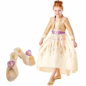 Set Costum Printesa Anna clasic si papuci din plastic, pentru fete - Frozen 2 - Disney