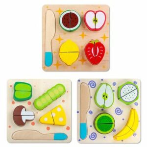 Set 3 Puzzle 3D din lemn, Feliere Fructe, Legume, Alimente, Kabi, WD 9533B