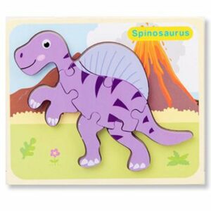Puzzle din lemn 3D dinozaur Spiosaurus cu 7 piese, 18x 15 cm, WD 9513-H