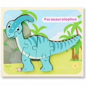 Puzzle din lemn 3D dinozaur Parasaurolophus cu 7 piese, 18x 15 cm, WD 9513-J