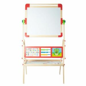 Tabla magnetica multifunctionala cu ceas, abac, alfabet si accesorii, din lemn, 125 x 68 cm, WD 3029