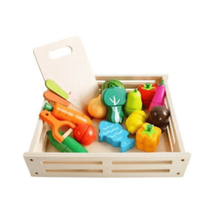 Set Ladita cu fructe si legume din lemn pentru feliat XXL Kruzzel MY17514