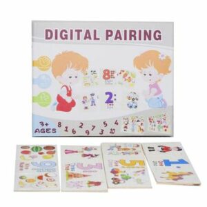 Puzzle trei piese din lemn cu asocieri numere, multimi, in engleza si spaniola, 30 piese, WD 9564