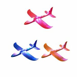 Avion planor din spuma cu lumini LED, 49cm, 3 buc, KT 201