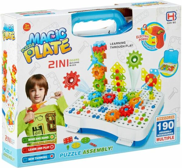 Set de constructie pentru copii Magic Puzzle Plate, 190 piese - ***