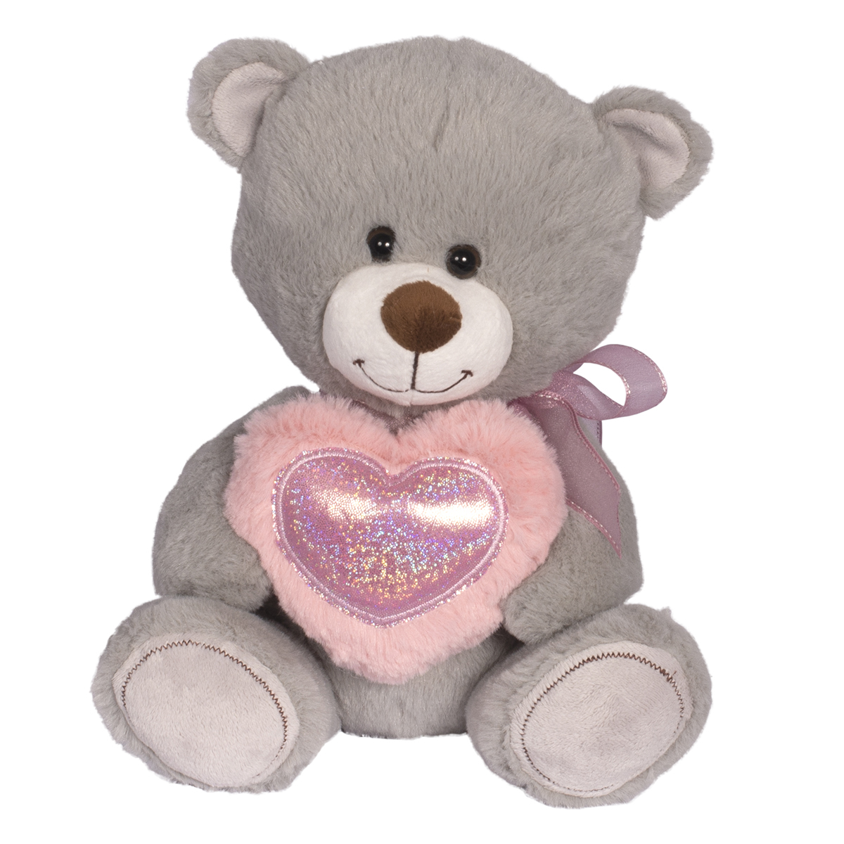 Jucarie de plus Noriel, Ursulet gri cu inimioara, 24 cm