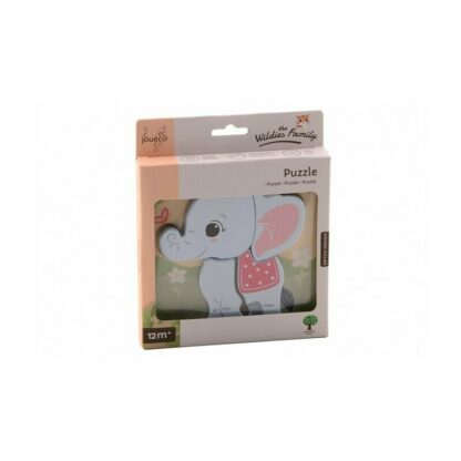 joueco puzzle din lemn familia wildies elefant 4 piese multicolor 1514266 4